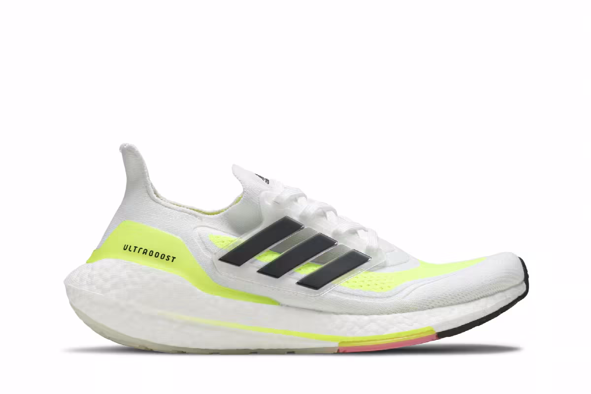adidas UltraBoost 21 White Solar Yellow, view 2