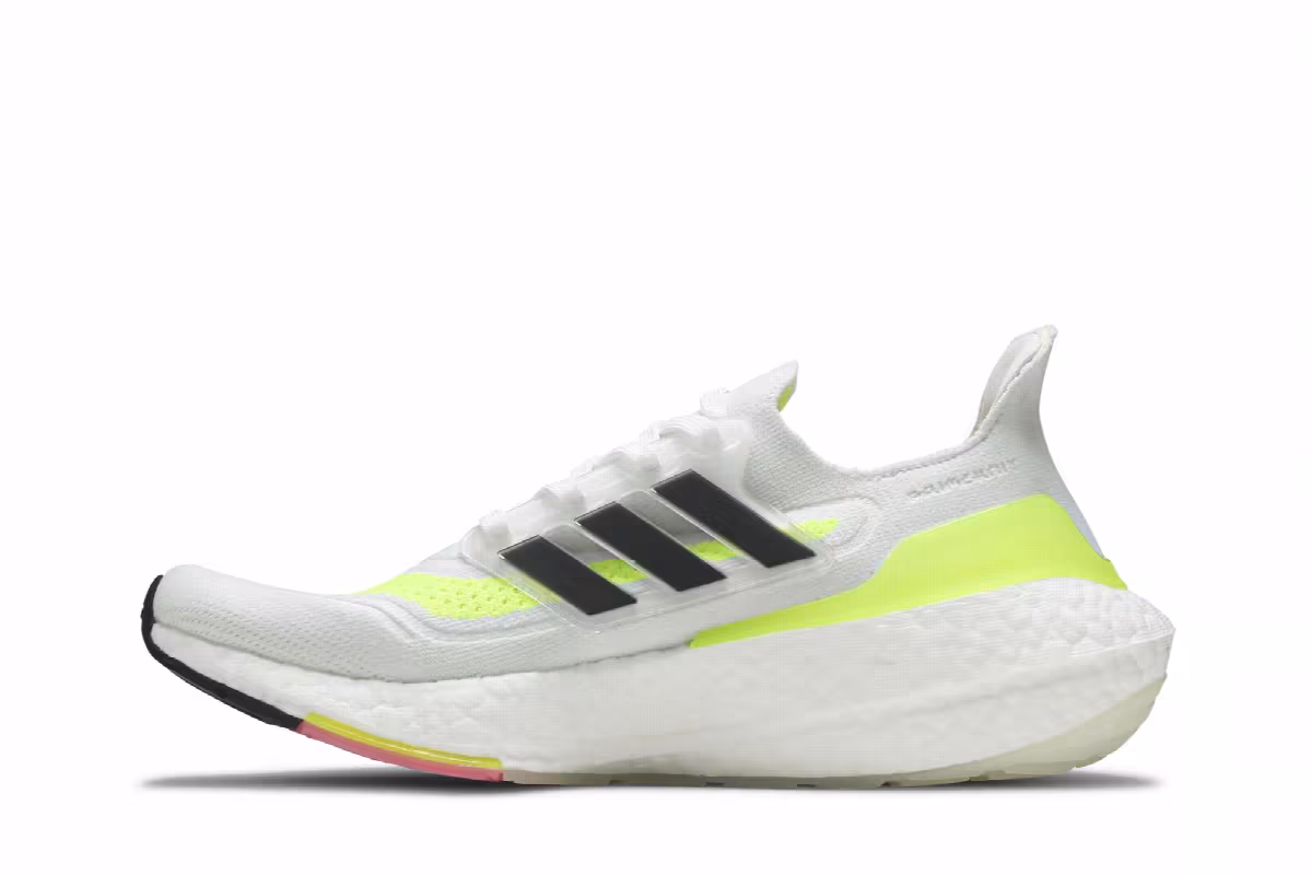 adidas UltraBoost 21 White Solar Yellow, view 4