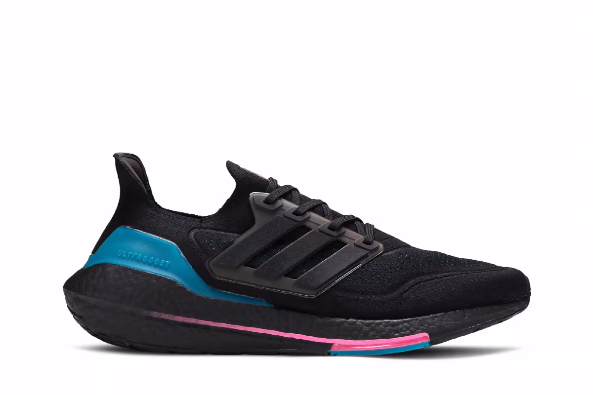 adidas UltraBoost 21 Black Active Teal, view 2