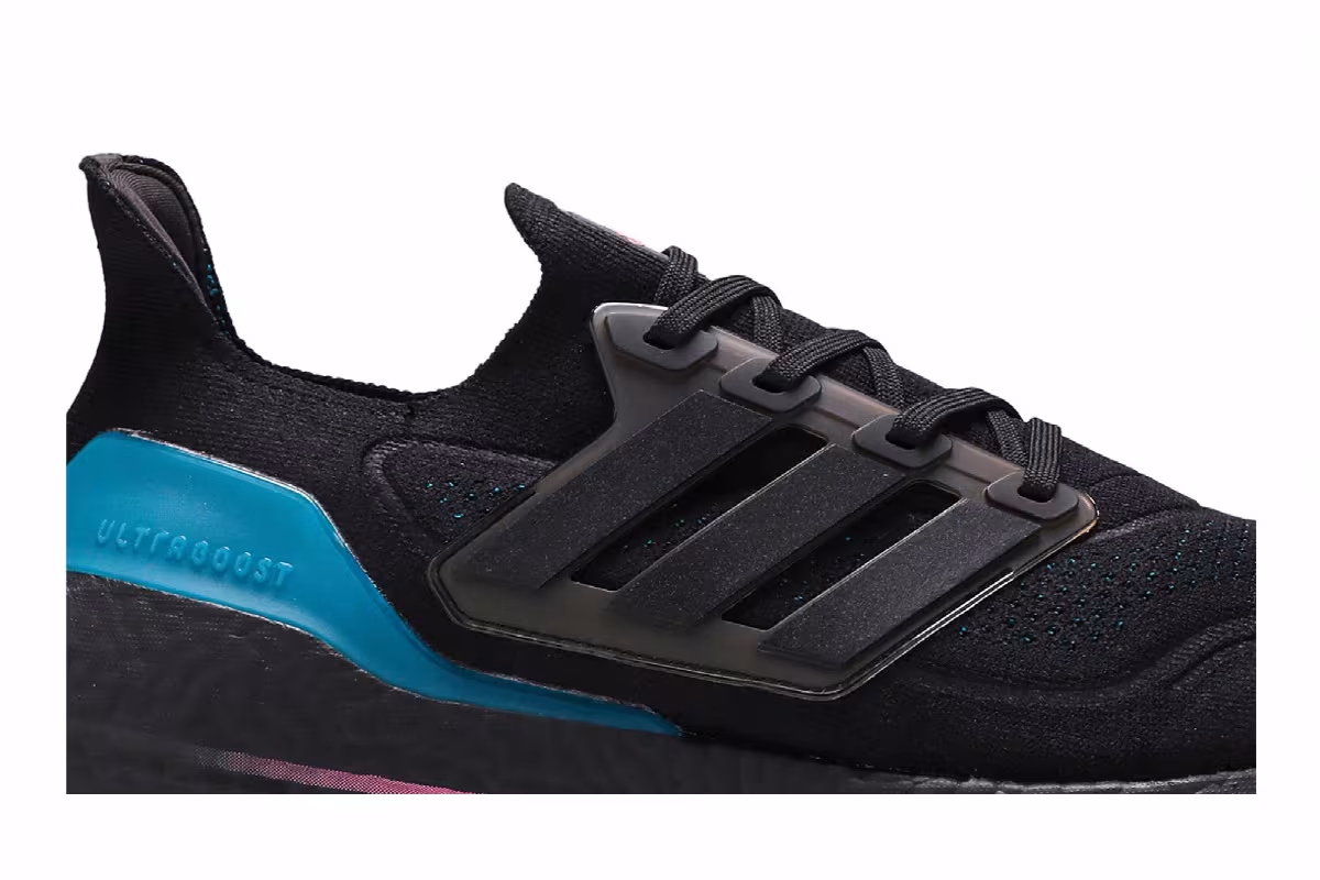 adidas UltraBoost 21 Black Active Teal, view 3