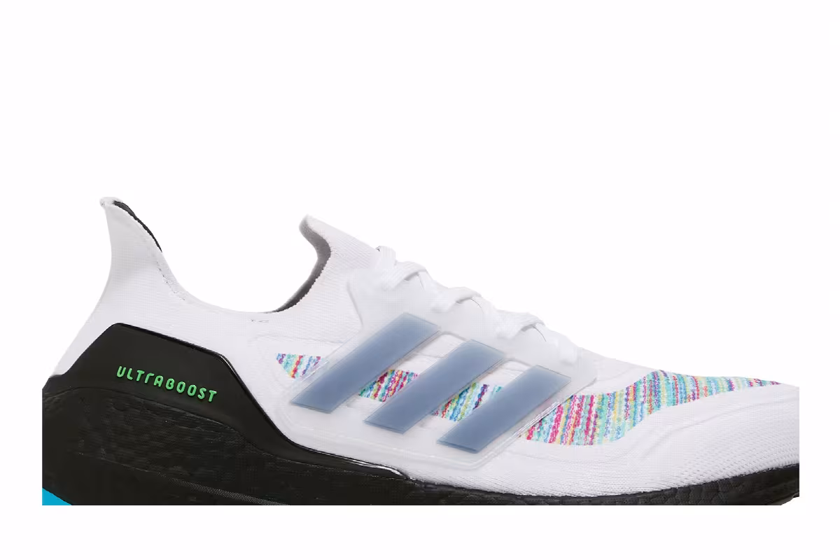 adidas UltraBoost 21 White Screaming Green, view 3
