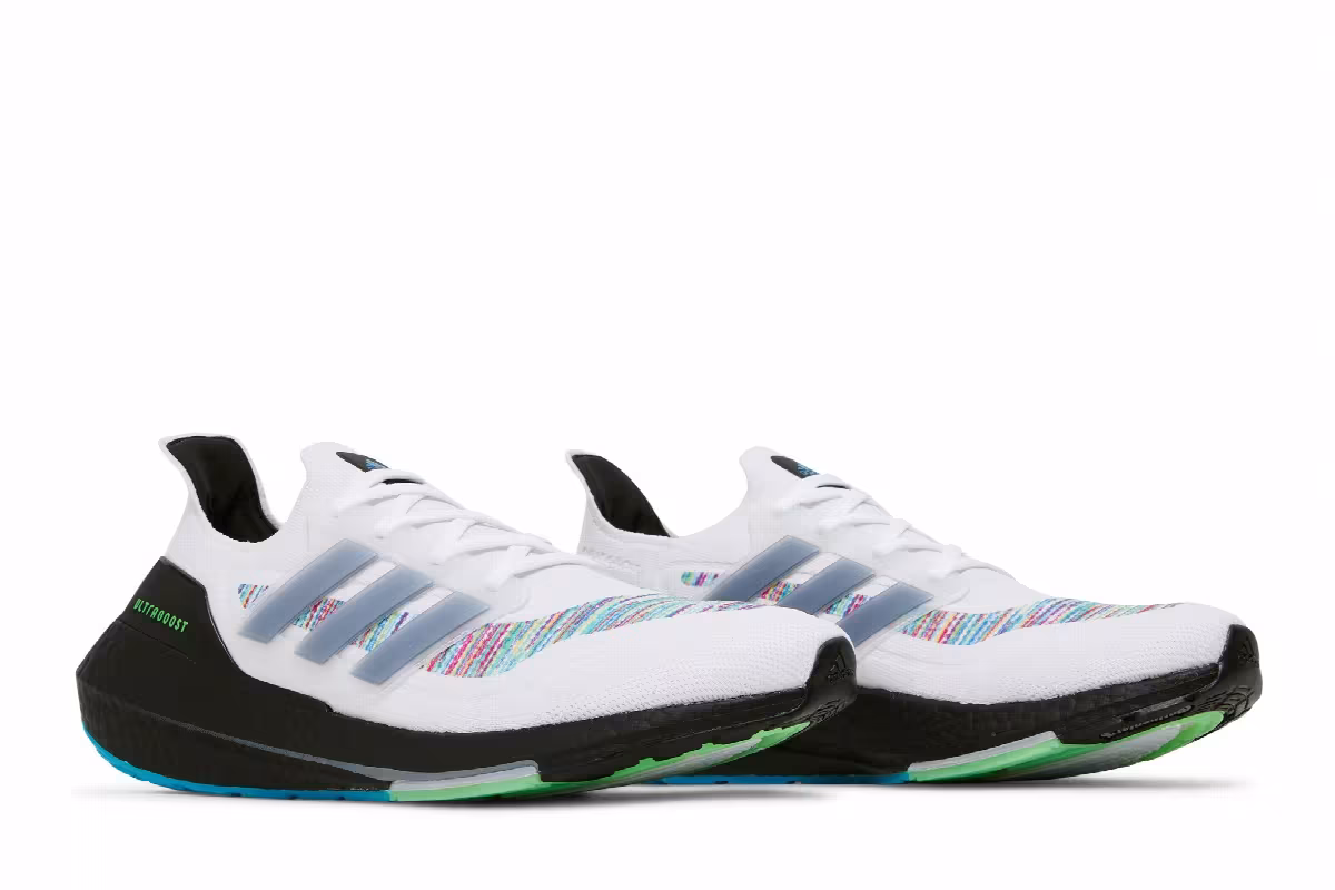 adidas UltraBoost 21 White Screaming Green, view 9