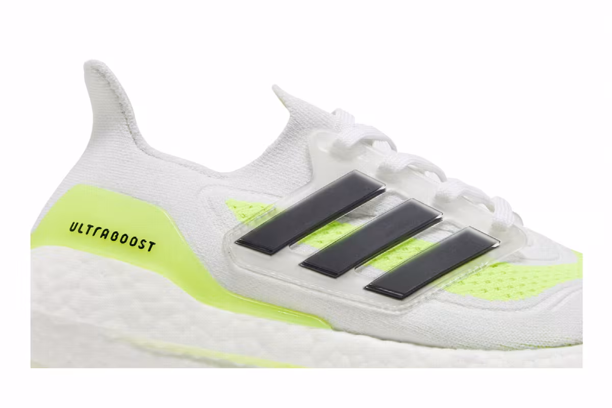 adidas Women's UltraBoost 21 White Solar Yellow, view 3