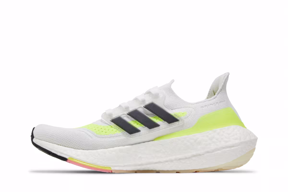 adidas Women's UltraBoost 21 White Solar Yellow, view 4