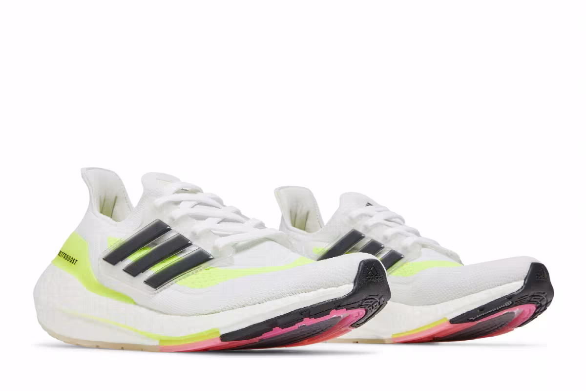 adidas Women's UltraBoost 21 White Solar Yellow, view 9