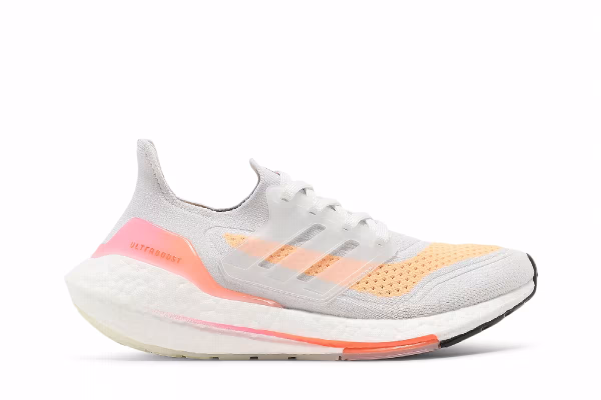 adidas Women's UltraBoost 21 White Acid Orange, view 2