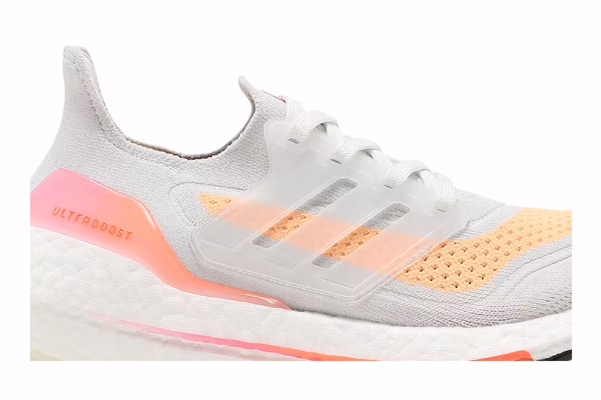 adidas Women's UltraBoost 21 White Acid Orange, view 3