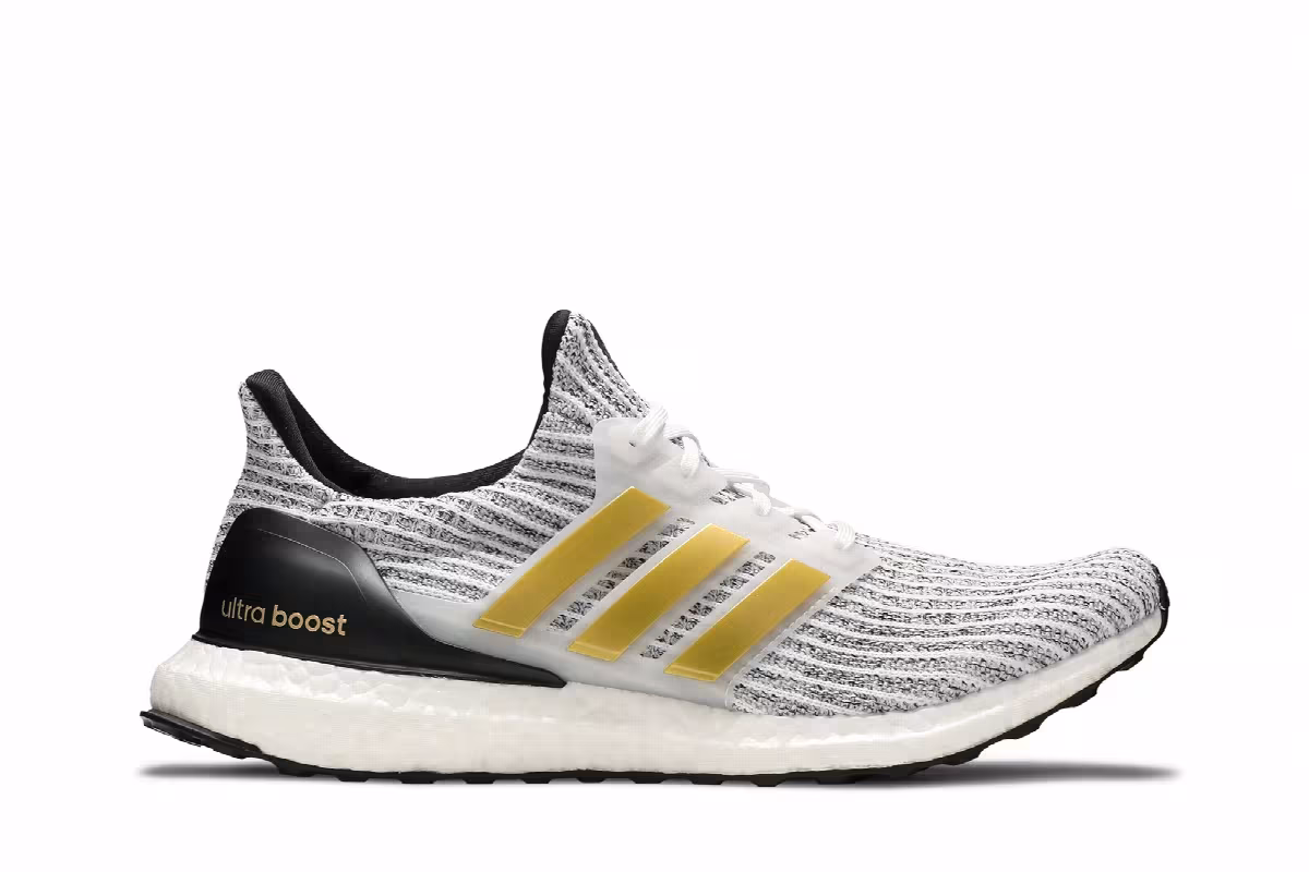 adidas UltraBoost White Gold Metallic, view 2