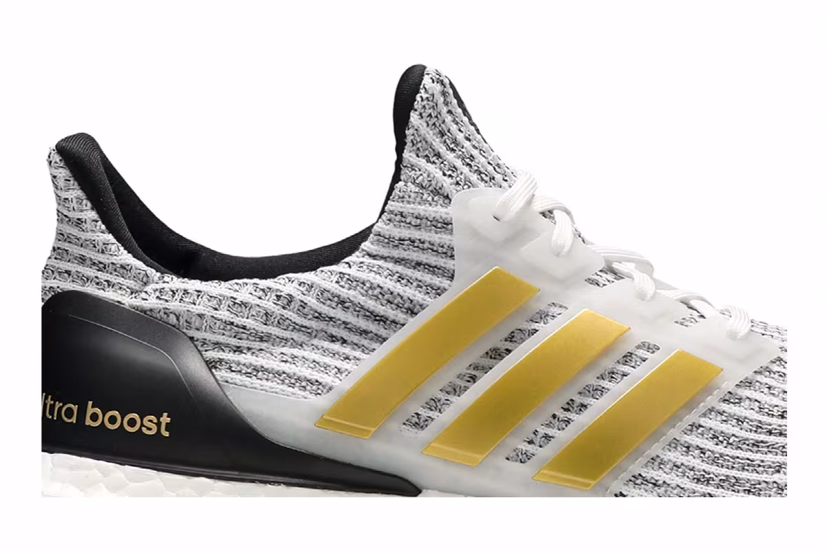 adidas UltraBoost White Gold Metallic, view 3