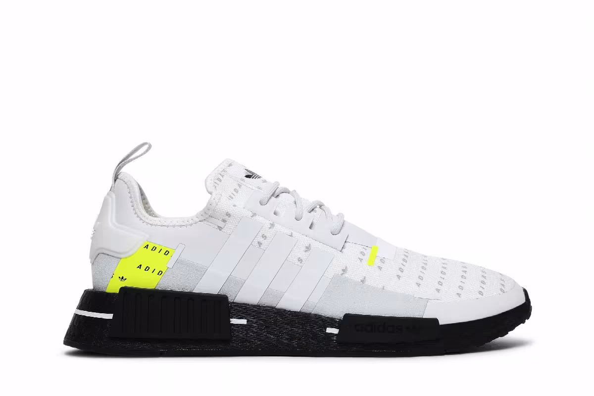 Adidas NMD_R1 All Over Logo - White Team Solar Yellow, view 2