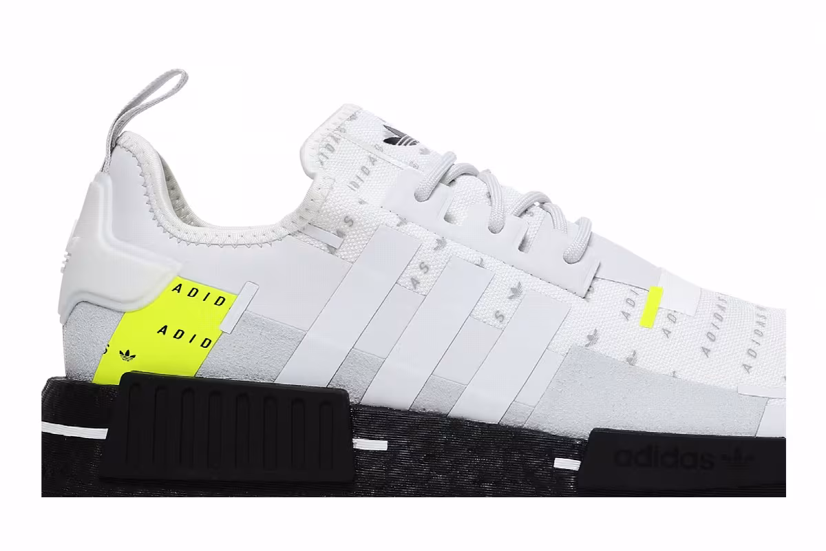Adidas NMD_R1 All Over Logo - White Team Solar Yellow, view 3