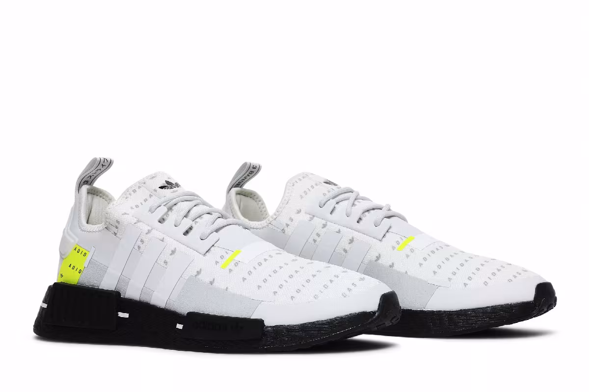 Adidas NMD_R1 All Over Logo - White Team Solar Yellow, view 9