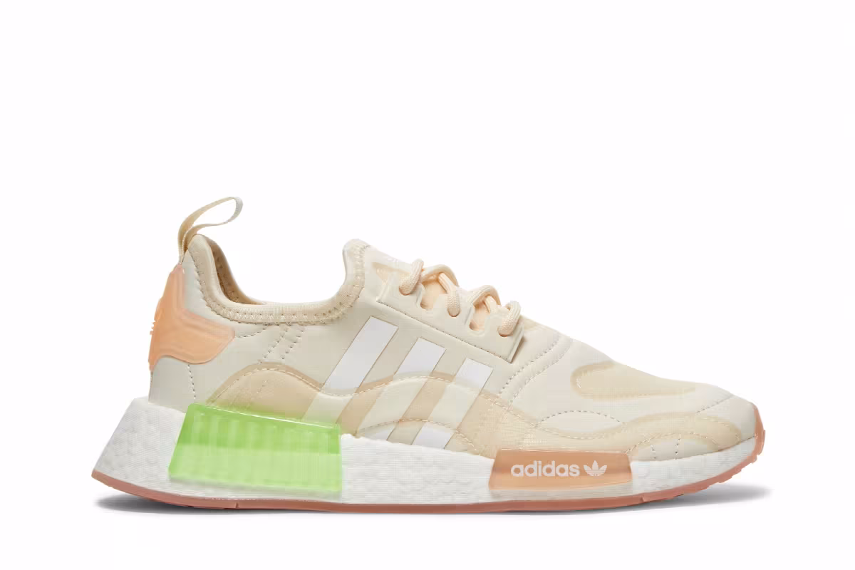 Adidas Women's NMD_R1 Wonder White Signal Green, view 2