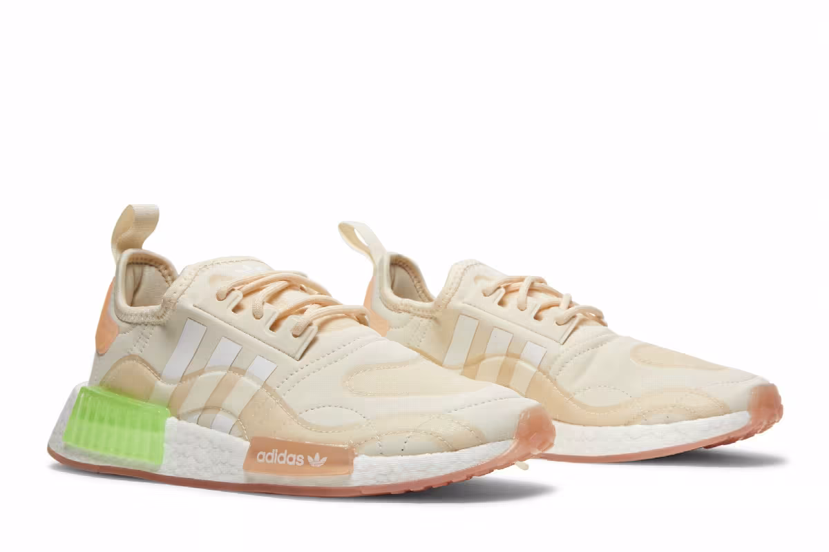 Adidas Women's NMD_R1 Wonder White Signal Green, view 9