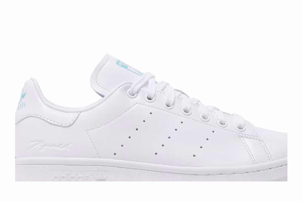 Kyne x adidas Stan Smith White Pulse Aqua, view 3