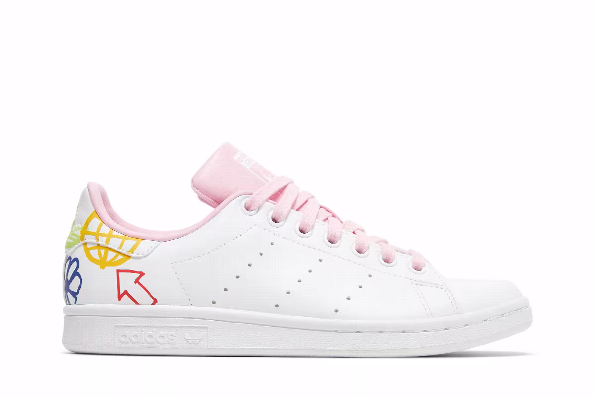 Adidas Women's Stan Smith Doodle - White Pink, view 2