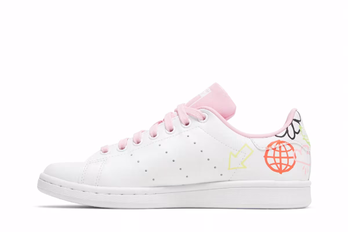 Adidas Women's Stan Smith Doodle - White Pink, view 4