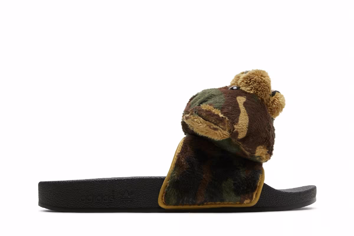 Jeremy Scott x adidas Adilette Slide Camo Teddy, view 2