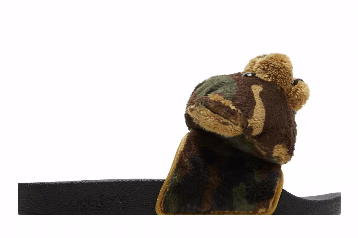 Jeremy Scott x adidas Adilette Slide Camo Teddy, view 3