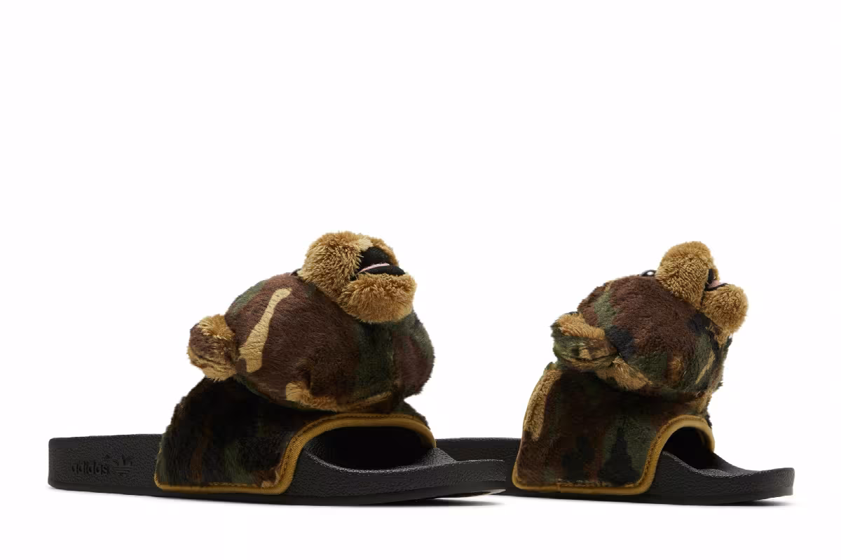 Jeremy Scott x adidas Adilette Slide Camo Teddy, view 9