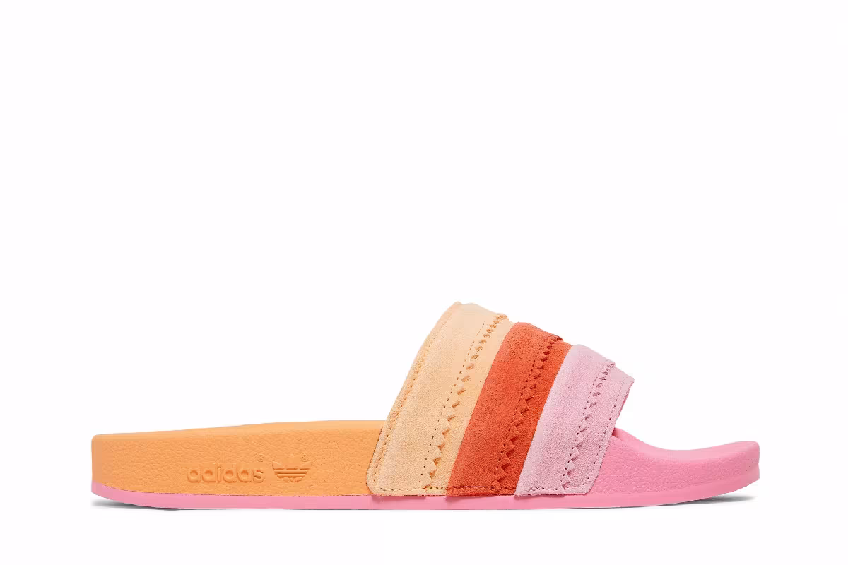 Adidas Women's Adilette Slides Light Pink Orange, view 2