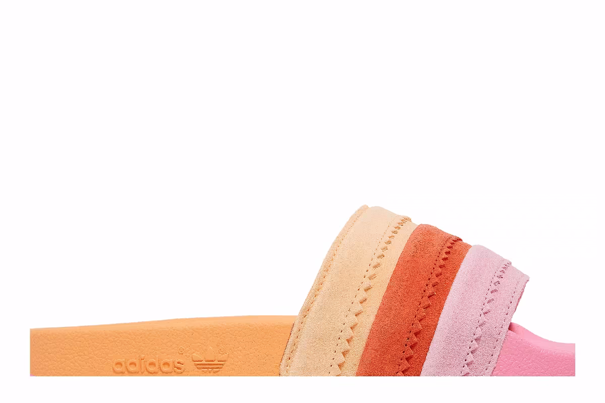 Adidas Women's Adilette Slides Light Pink Orange, view 3