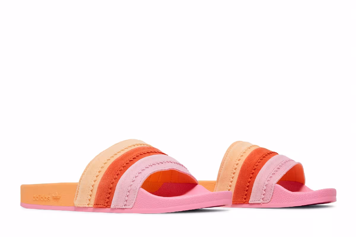 Adidas Women's Adilette Slides Light Pink Orange, view 9