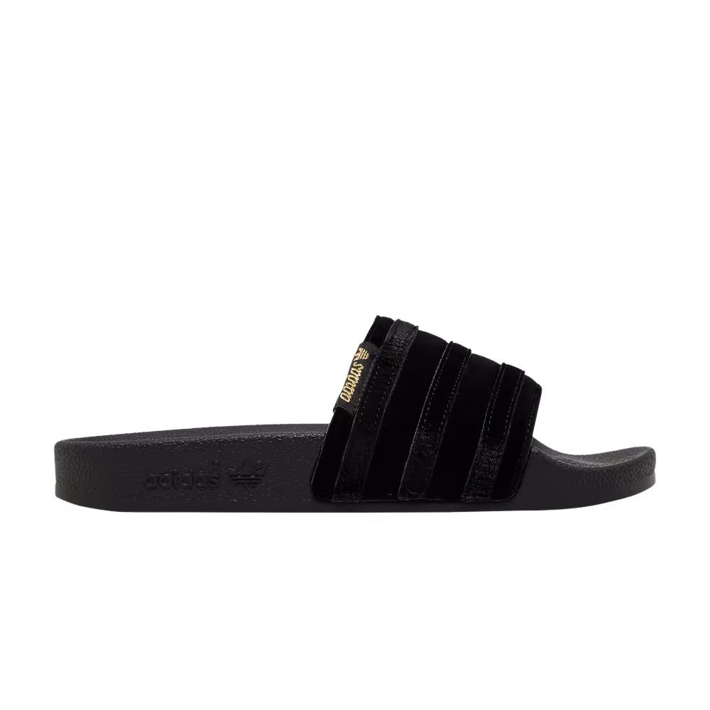 Adidas Women's Adilette Slide Black Gold Metallic