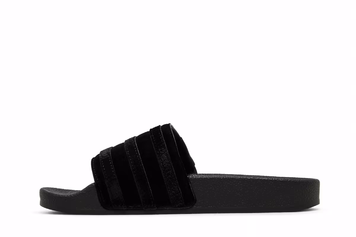 Adidas Women's Adilette Slide Black Gold Metallic, view 4