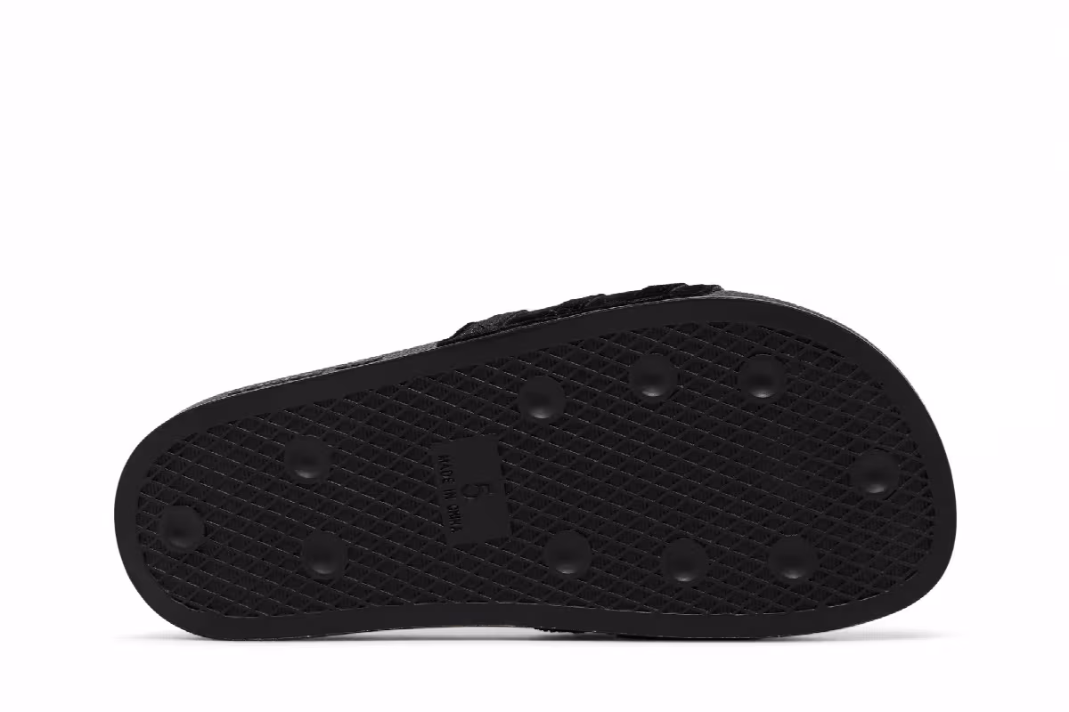 Adidas Women's Adilette Slide Black Gold Metallic, view 5