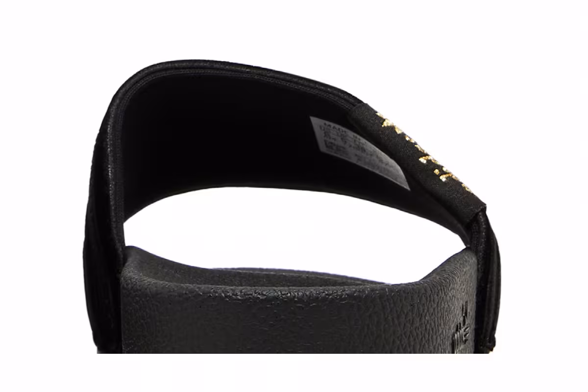 Adidas Women's Adilette Slide Black Gold Metallic, view 8