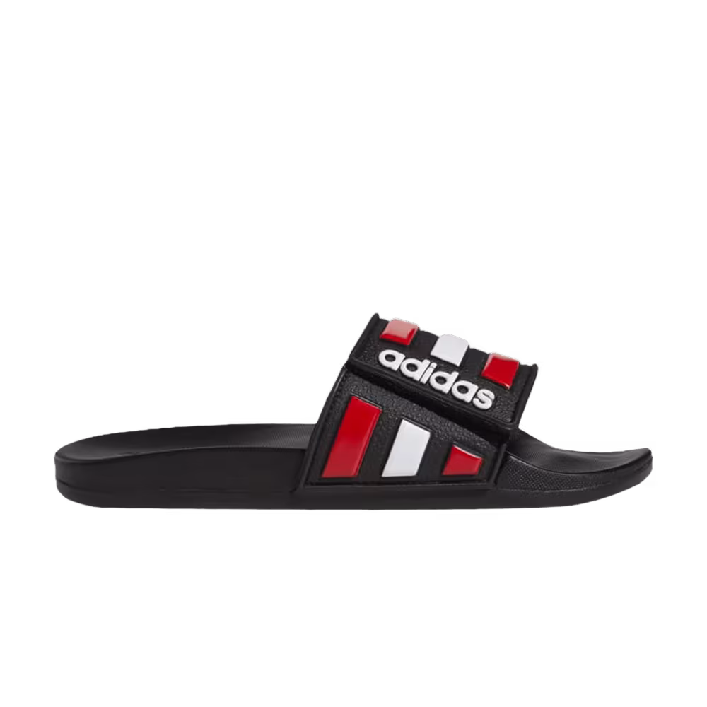 Adidas Adilette Comfort Adjustable Slide Black Vivid Red White