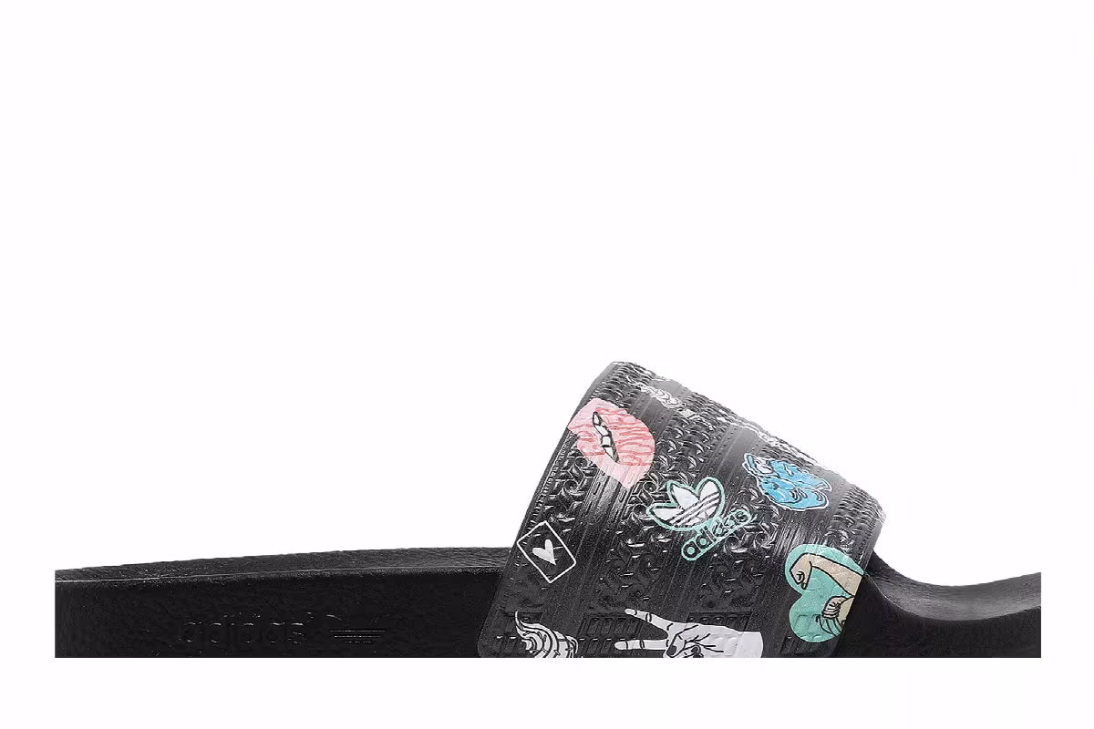Adidas Adilette Slide J Empowering Graphics - Black, view 3