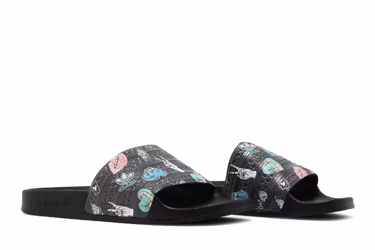 Adidas Adilette Slide J Empowering Graphics - Black, view 9
