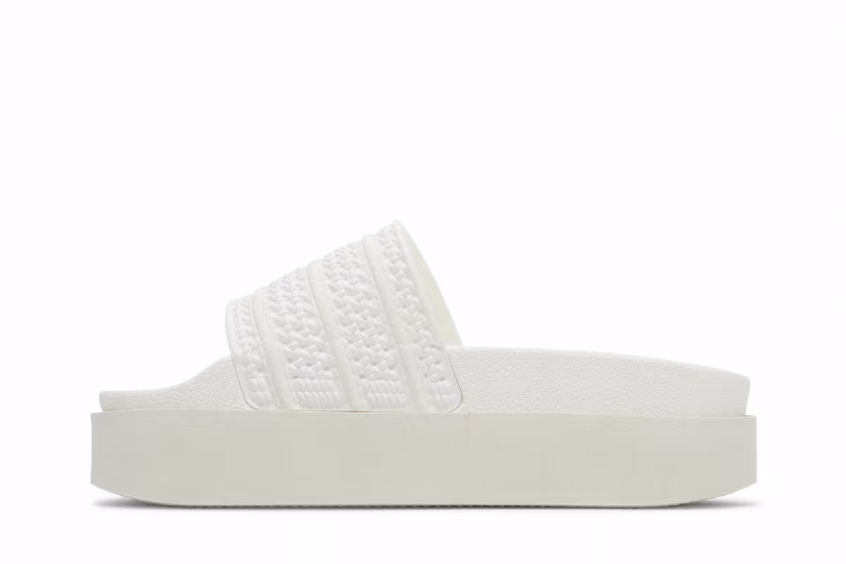 Adidas Women's Adilette Bonega Slide Triple White, view 4