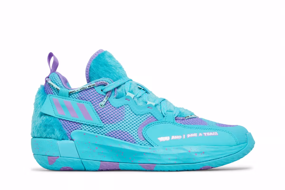 Monsters Inc. x adidas Dame 7 EXTPLY Sulley, view 2