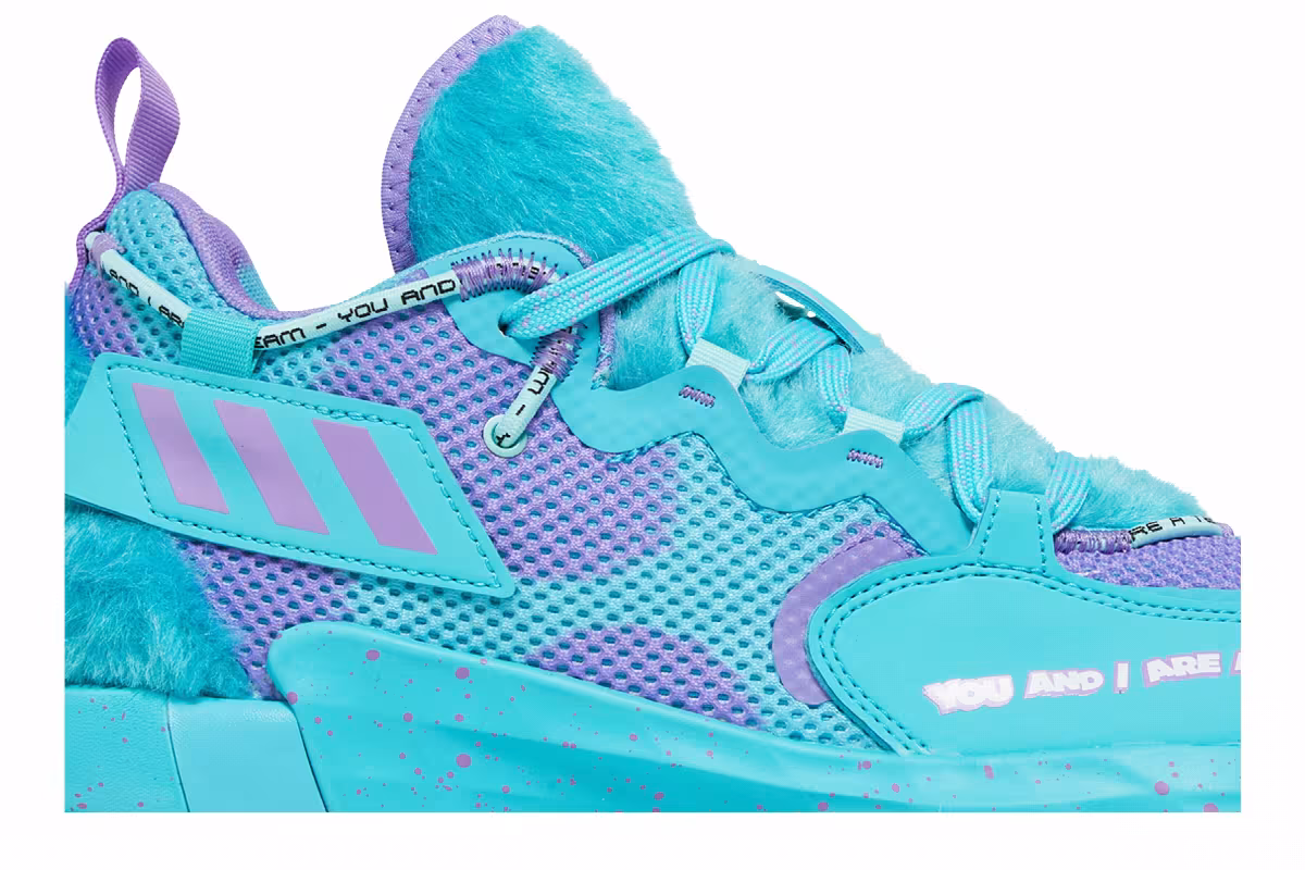 Monsters Inc. x adidas Dame 7 EXTPLY Sulley, view 3