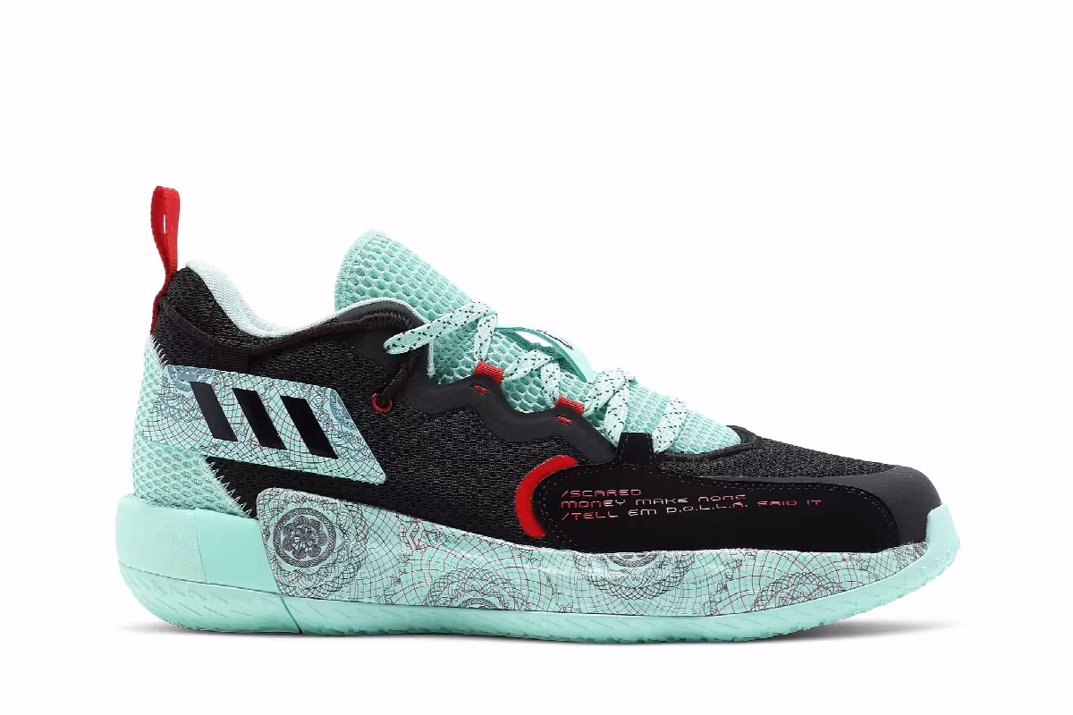 adidas Dame 7 EXTPLY Black Clear Mint, view 2