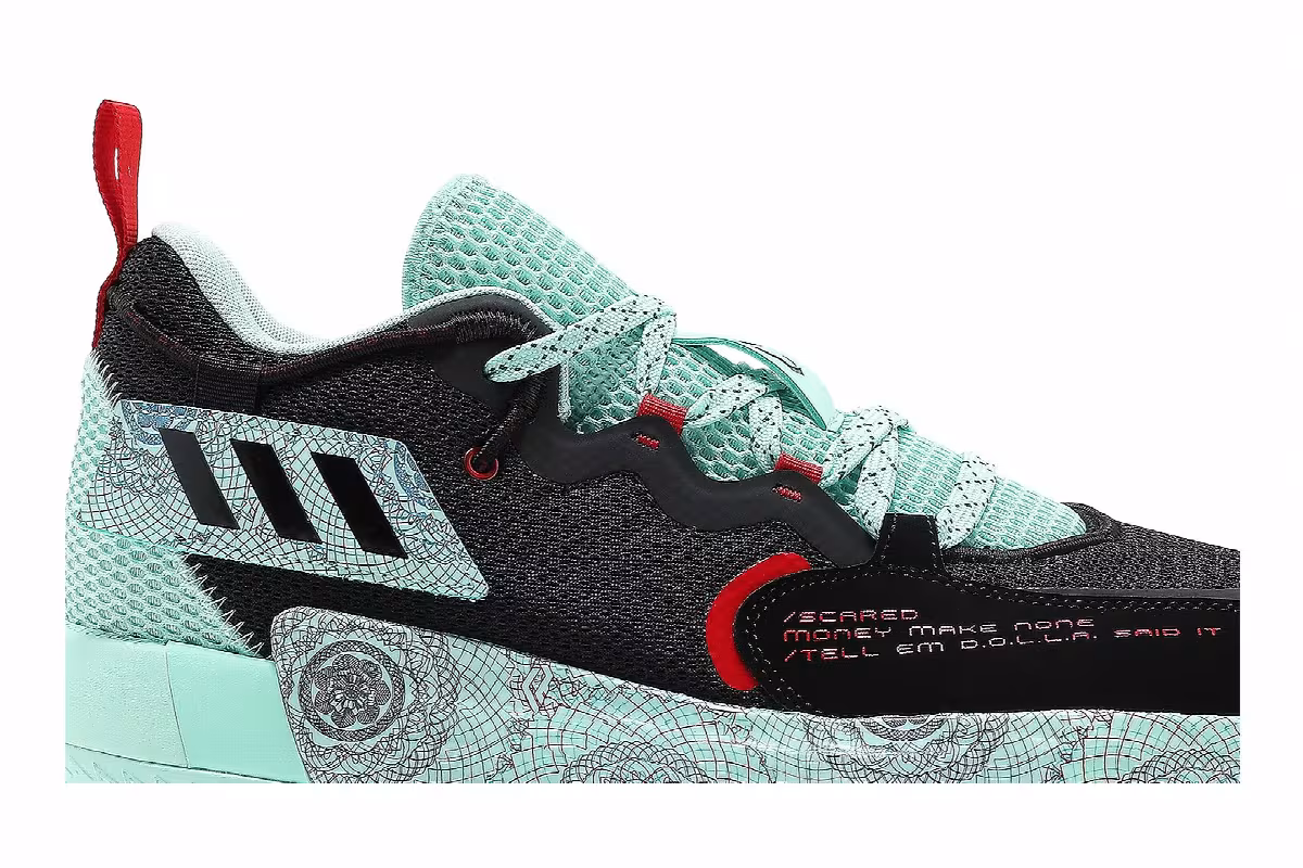 adidas Dame 7 EXTPLY Black Clear Mint, view 3