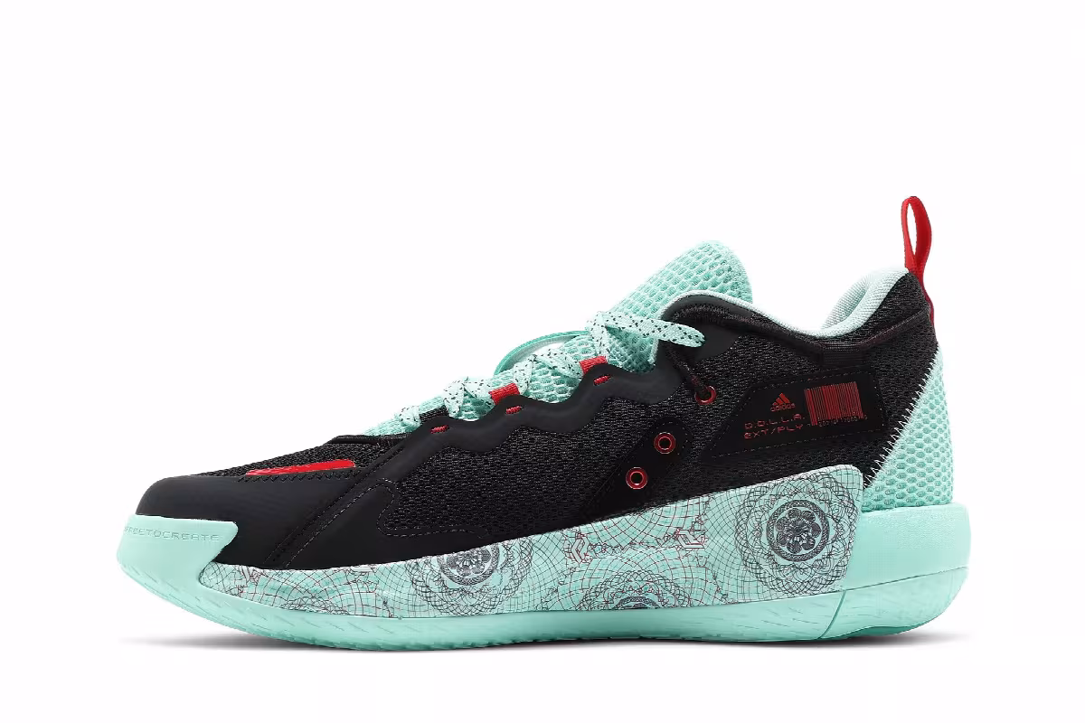 adidas Dame 7 EXTPLY Black Clear Mint, view 4