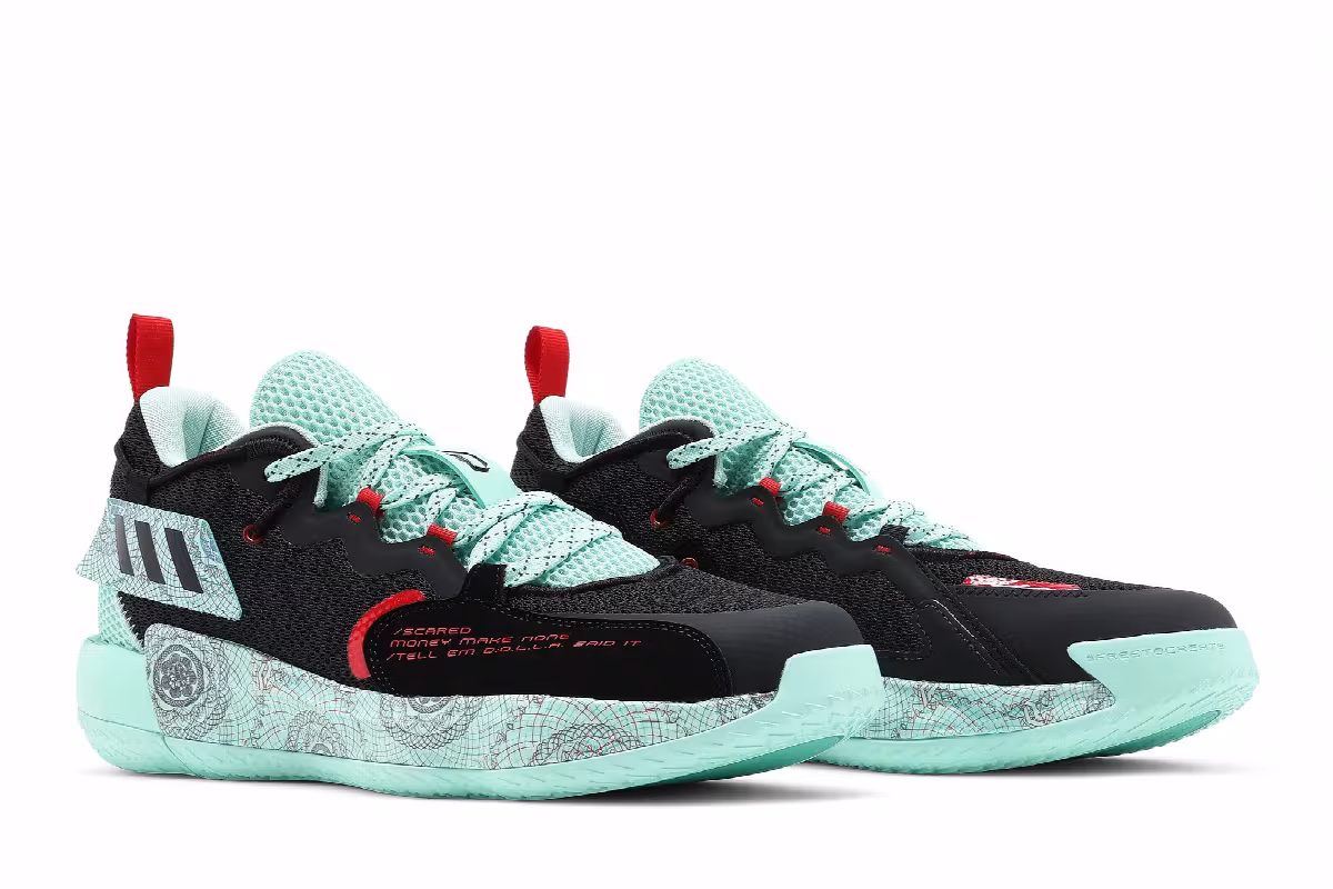 adidas Dame 7 EXTPLY Black Clear Mint, view 9