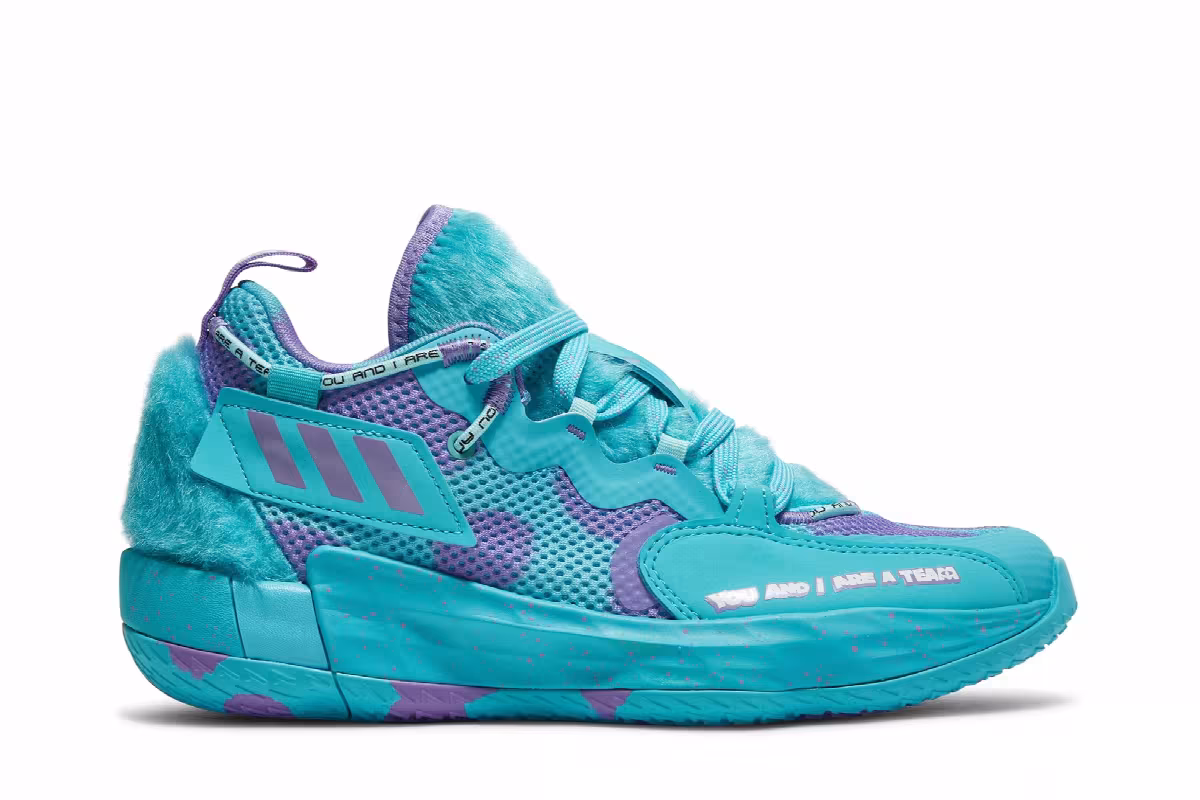 Monsters Inc. x adidas Dame 7 EXTPLY Big Kid Sulley, view 2