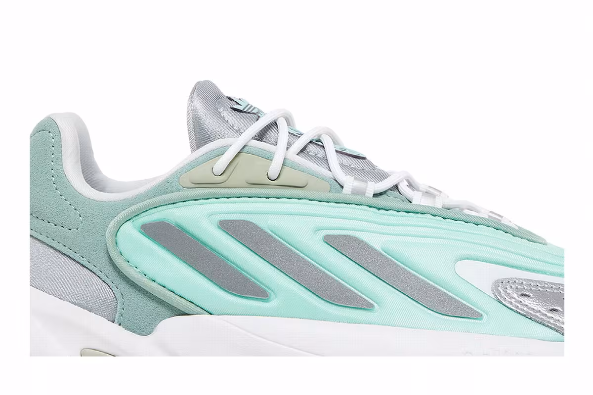Adidas Women's Ozelia Hazy Green Silver Metallic, view 3