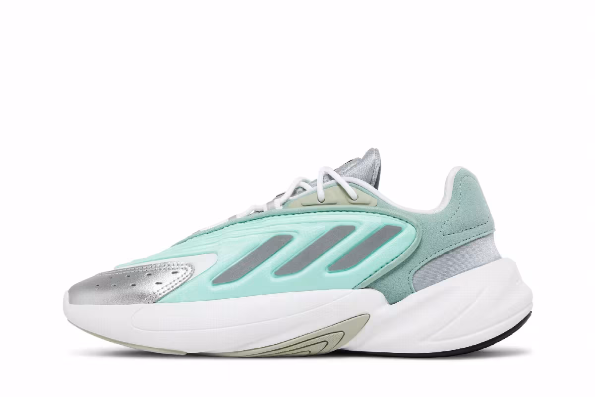 Adidas Women's Ozelia Hazy Green Silver Metallic, view 4