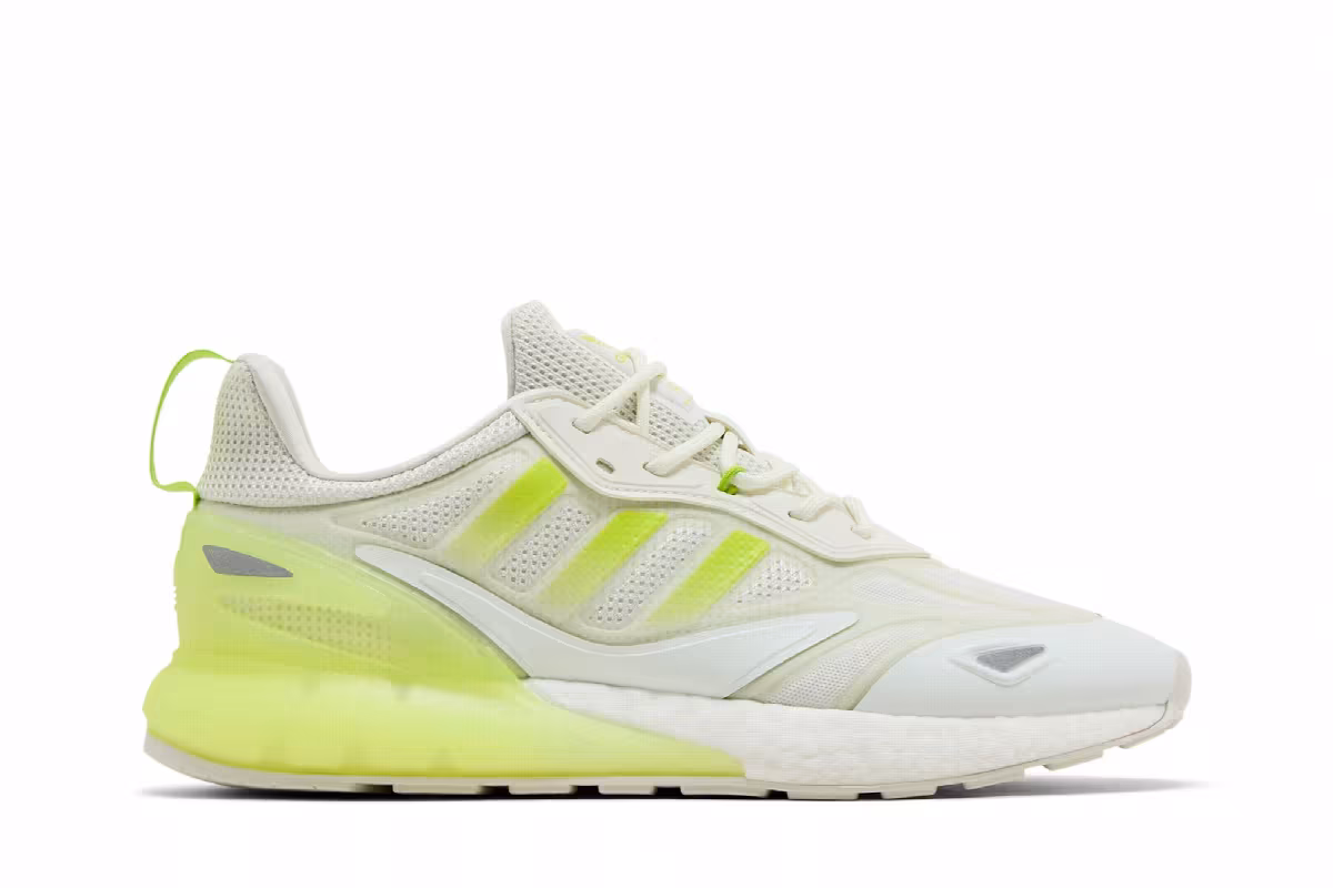 Adidas ZX 2K Boost 2.0 White Semi Solar Slime, view 2