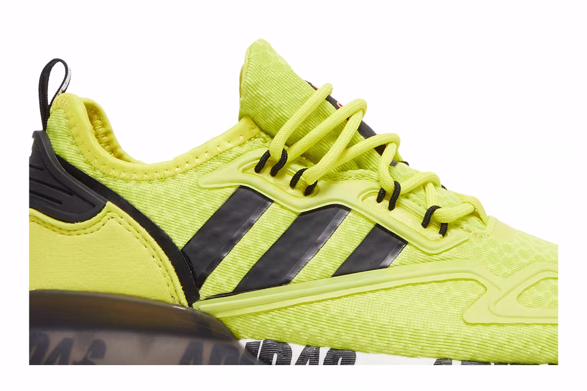 Adidas ZX 2K Boost J Bold Logo Graphic - Acid Yellow, view 3