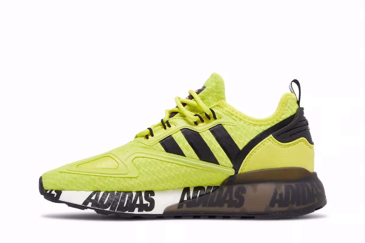 Adidas ZX 2K Boost J Bold Logo Graphic - Acid Yellow, view 4
