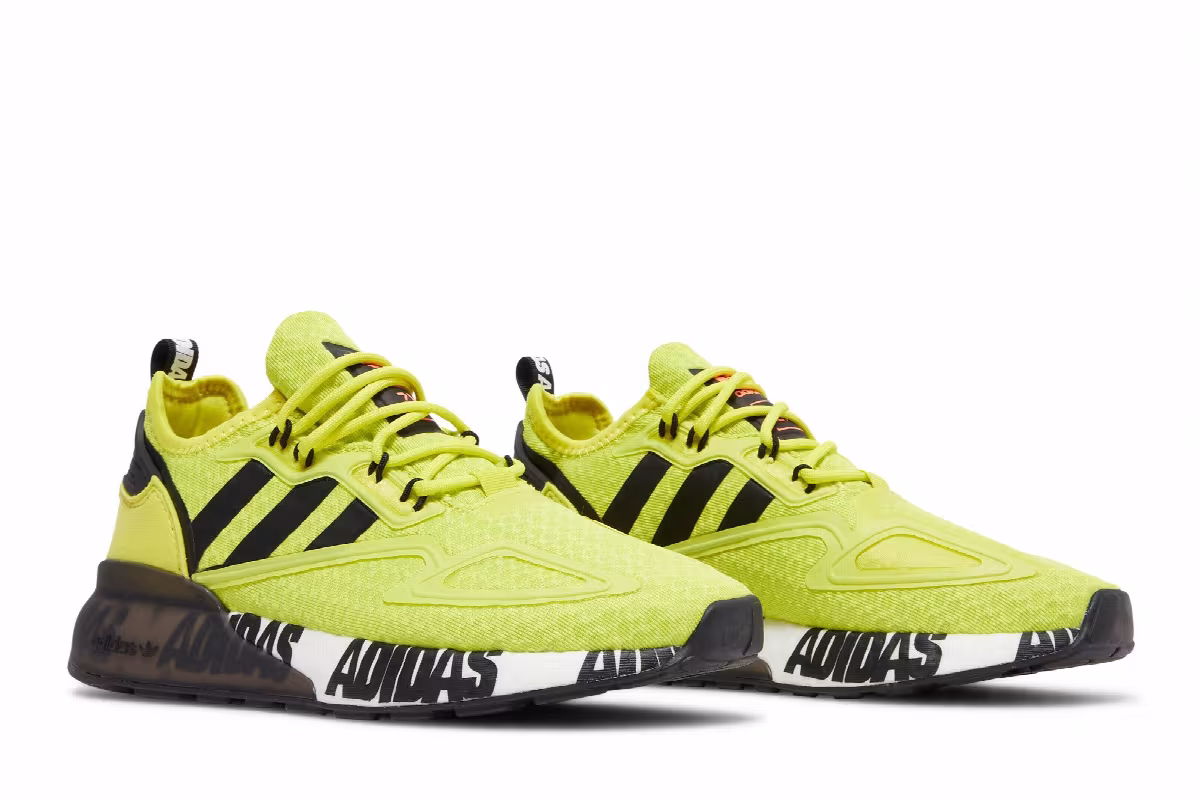 Adidas ZX 2K Boost J Bold Logo Graphic - Acid Yellow, view 9