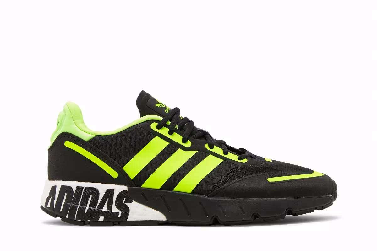 Adidas ZX 1K Boost Bold Logo Graphic - Black Solar Yellow, view 2