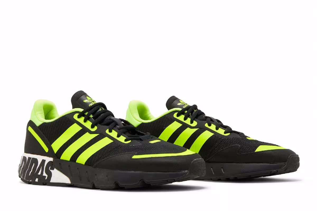 Adidas ZX 1K Boost Bold Logo Graphic - Black Solar Yellow, view 9